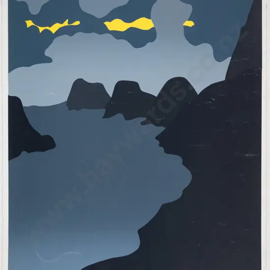 Michael Smither 74 - unframed screen print 1/39 "The back beach 4" H-590 W-40 (age damage)