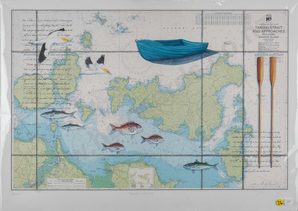 J Hawksworth - unframed ltd edition print  "Tamaki Strait" H-420 W-590 Image 1++