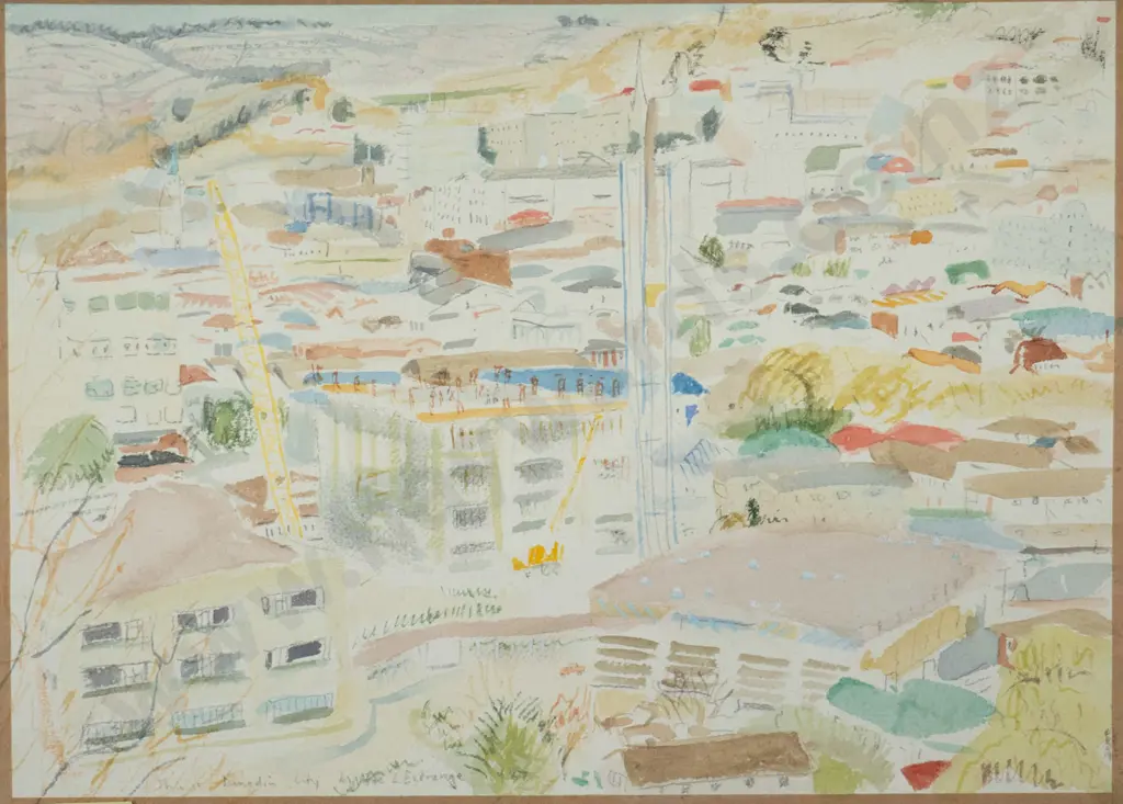 Joe L'Estrange 1987 - unframed watercolour "This is Dunedin City" H-220 W-320 Image 1++