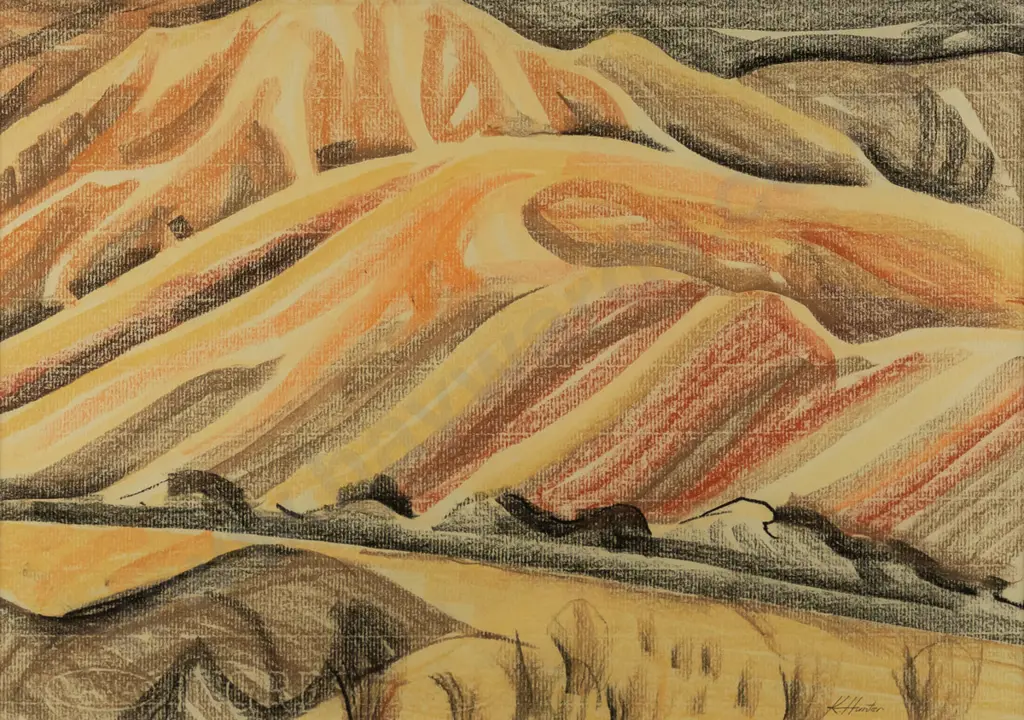 Kay Hunter - framed pastel - landscape H-280 W-405 Image 1++