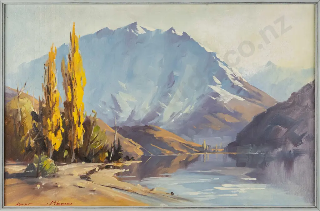 Kevyn Webb -  framed oil - river and mountain scene H-280 W-440 Image 1++