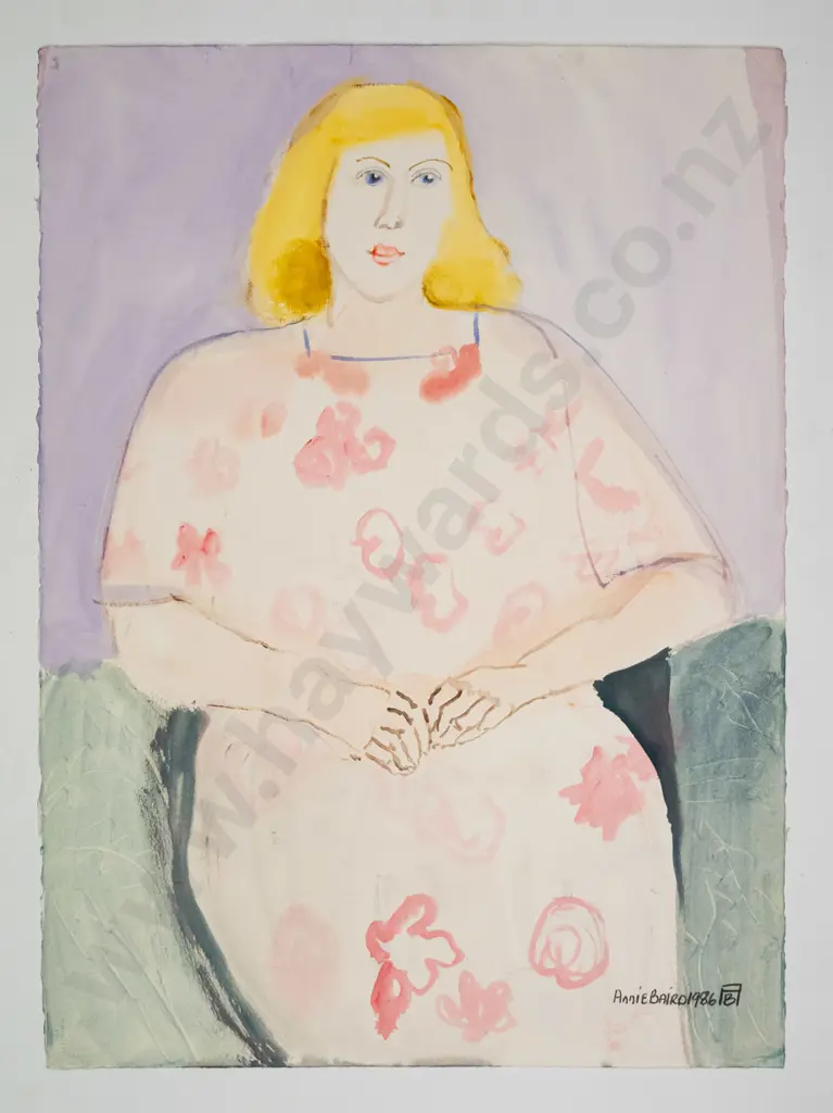 Annie Baird 86 - unframed watercolour - female portrait H-760 W-560 Image 1++