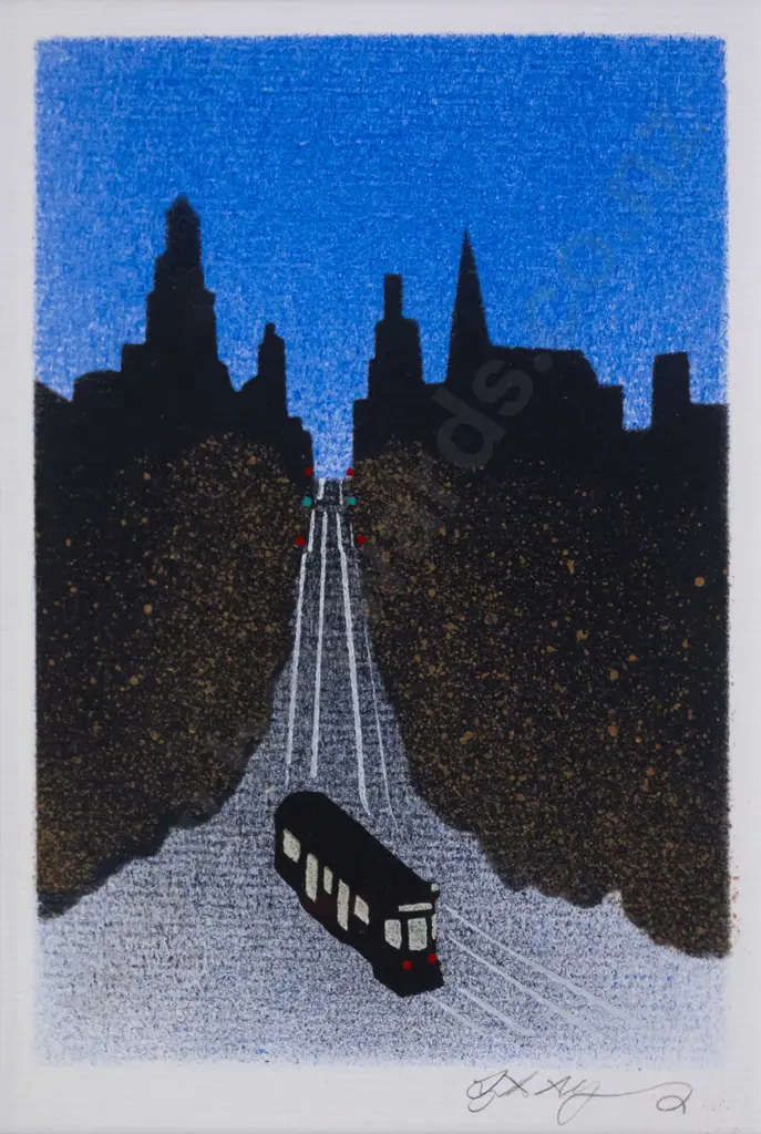 illegible signature - framed ltd edition print  - bus H-145 W-100 Image 1++