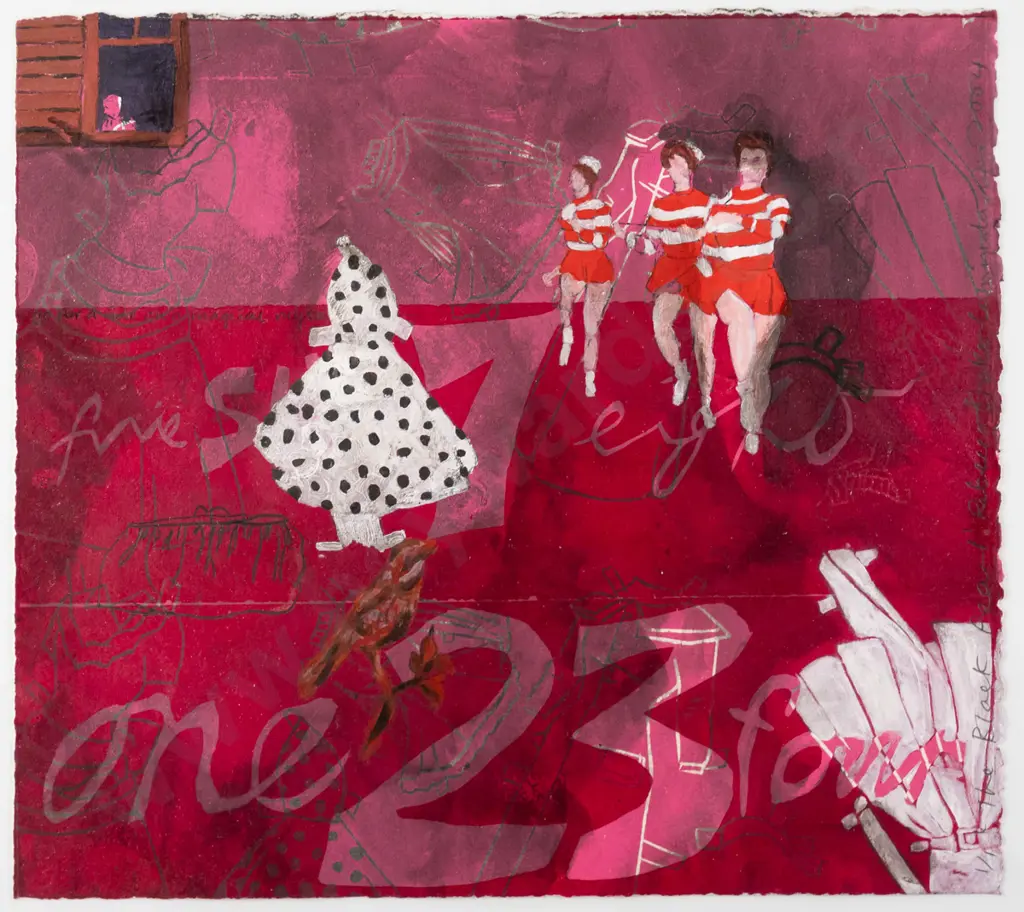 Rebecca Straker-Cunningham 2004 - framed mixed media "Black Pearl" H-250 W-280 Image 1++