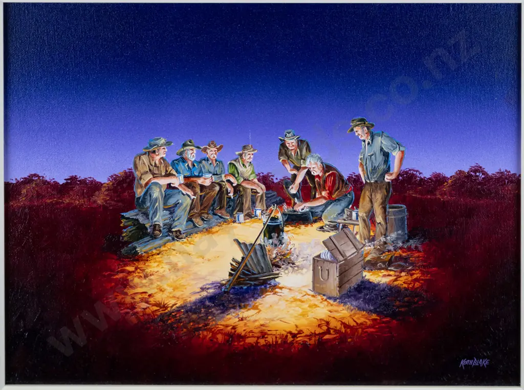 Keith Blake - framed oil  "won't be long boys" H-290 W-390 Image 1++
