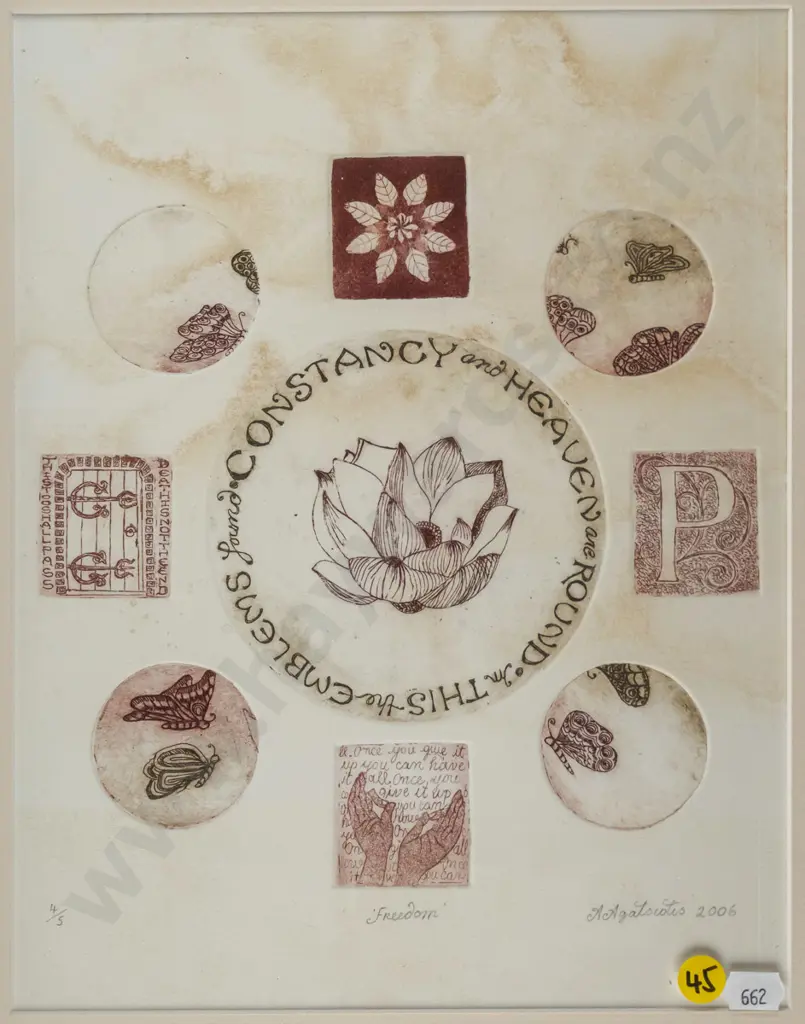 A Agatscotis 2006 - framed etching 4/5 "Freedom" H-290 W-210 Image 1++