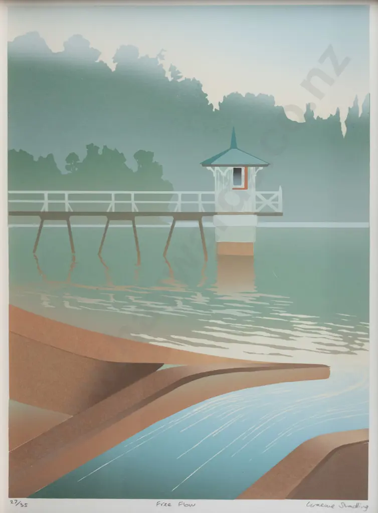Graeme Stradling - framed screen print 27/35 "Free Flow" H-360 W-260 Image 1++