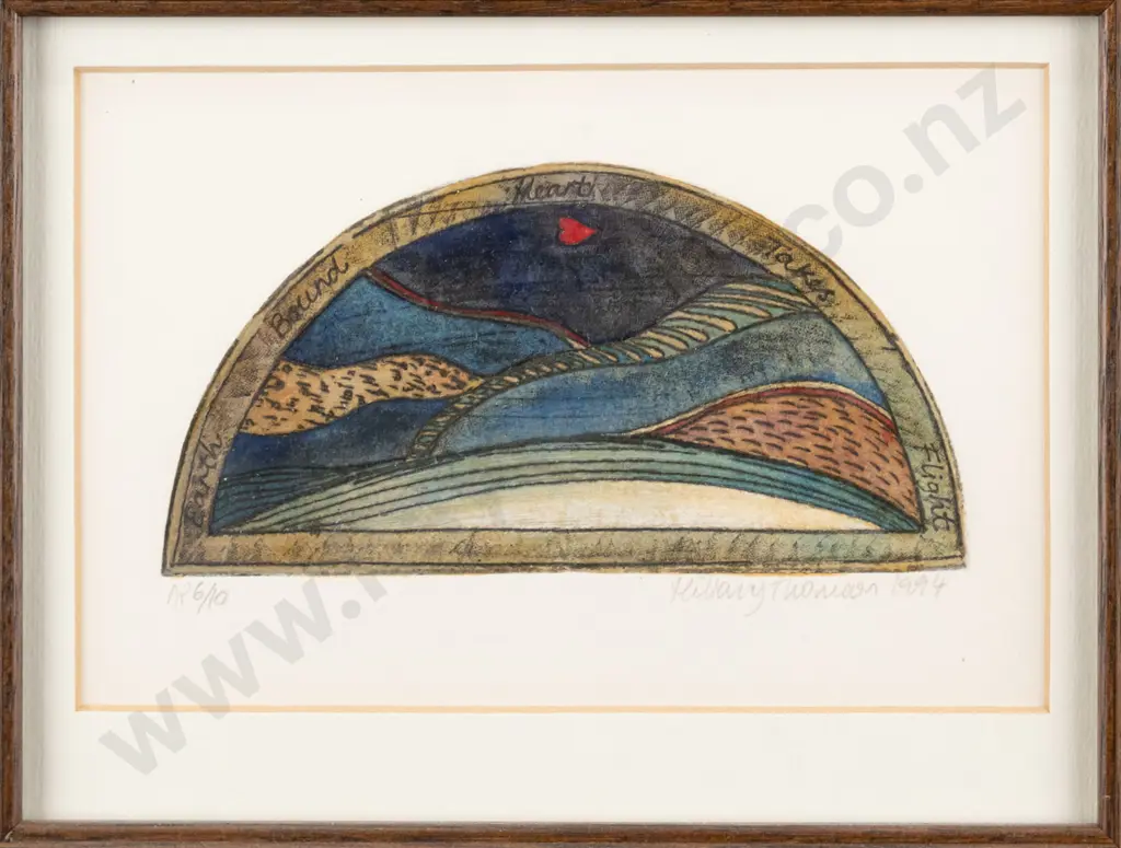 Hillary Thomson 1994 - framed A/P 6/10 "Earth Bound Heart Takes Flight" H-75 W-140 Image 1++