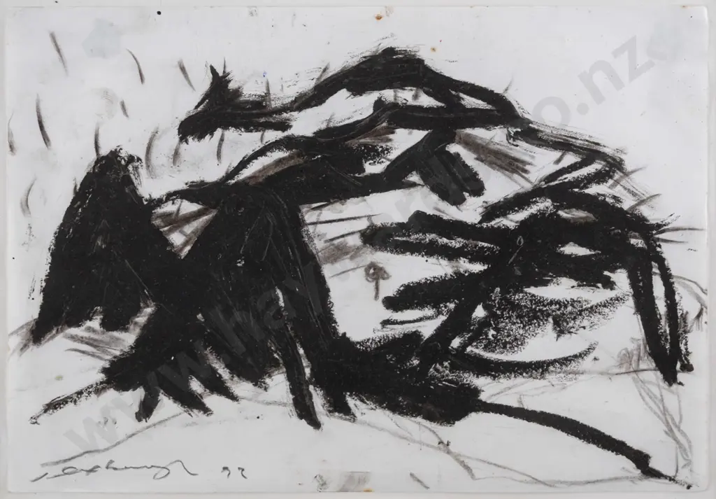 John Oxborough '91 - framed acrylic and pastel "Untitled landscape I" H-210 W-290 Image 1++
