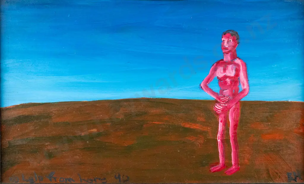 Brent Hargreaves 1990 - framed acrylic onboard - "No Help From Here" H-200 W-340 Image 1++