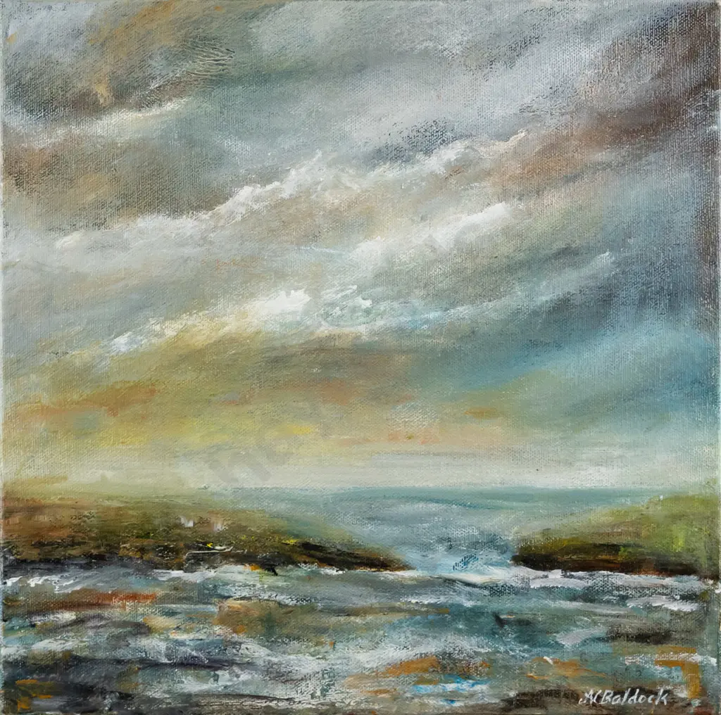 Anne Baldock - boxed acrylic on canvas "Choppy" H-300 W-300 Image 1++
