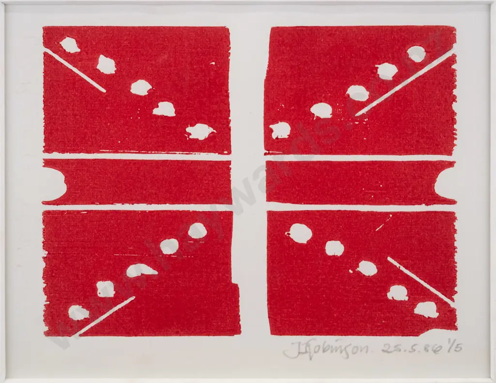 John Z Robinson 25.5.86 - framed linocut 1/5 H-110 W-140 Image 1++