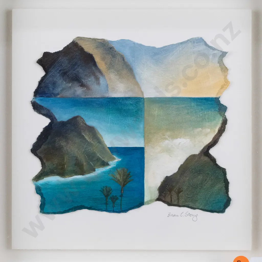 Brian C Strong - framed mixed media - landscape and water scene H-160 W-160 Image 1++