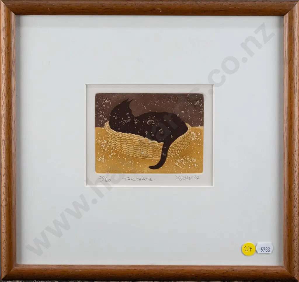 Gary Tricker '92 - framed etching/aquatint 55/60 "Tailgate" H-85 W-110 Image 1++