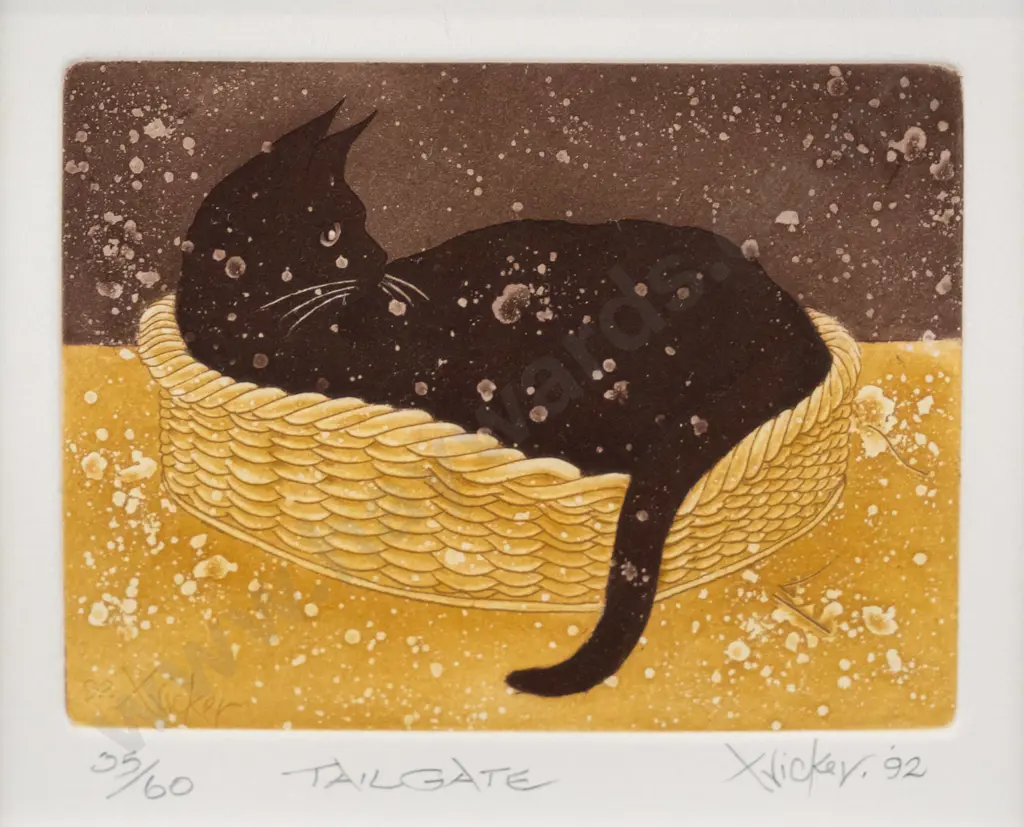 Gary Tricker '92 - framed etching/aquatint 55/60 "Tailgate" H-85 W-110 Image 1++