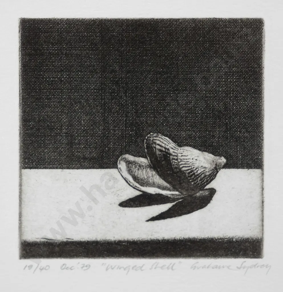 Grahame Sydney Oct '79 - framed etching 19/40 "Winged Shell" H-95 W-95 Image 1++