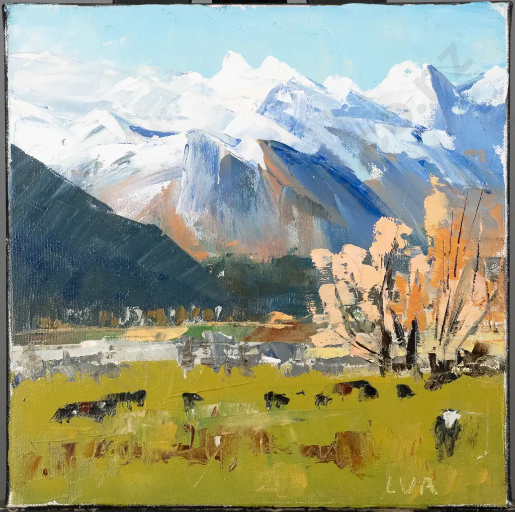 Lynley Van Alphen 2021 - boxed oil on canvas "Dart Valley #2, Glenorchy" H-260 W-260 Image 1++