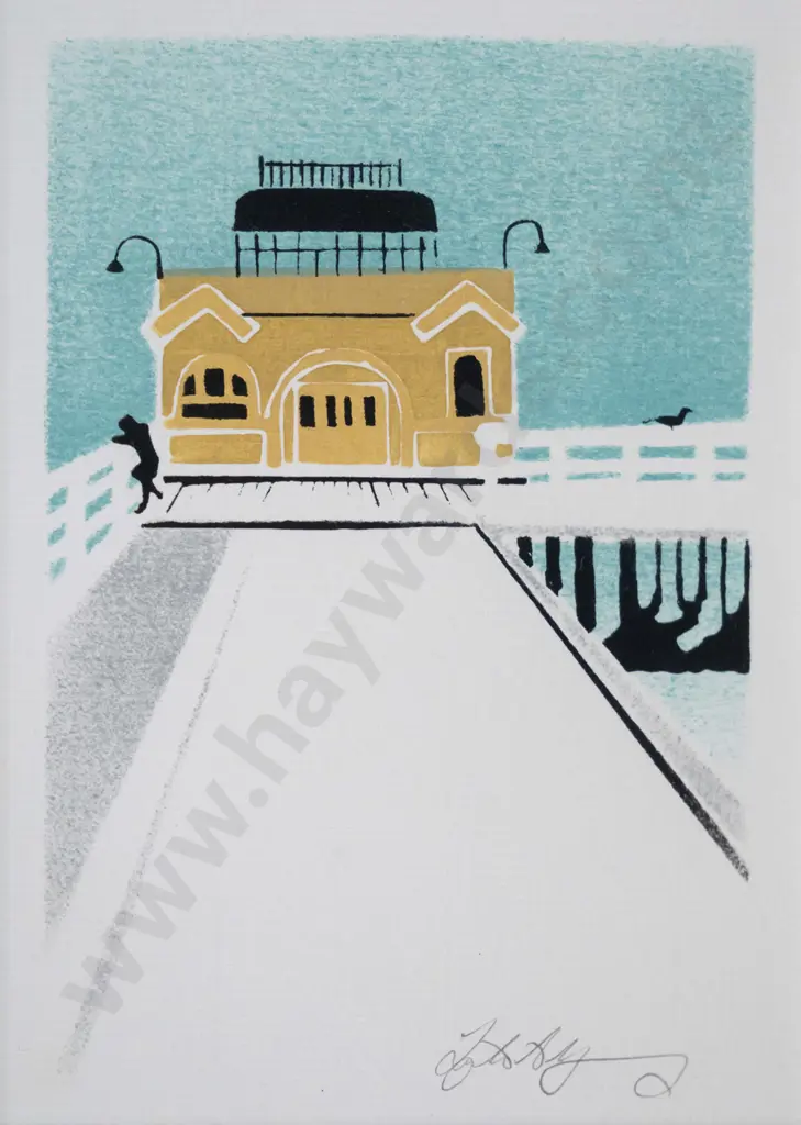 illegible signature - framed ltd edition print - pier  H-145 W-100 Image 1++