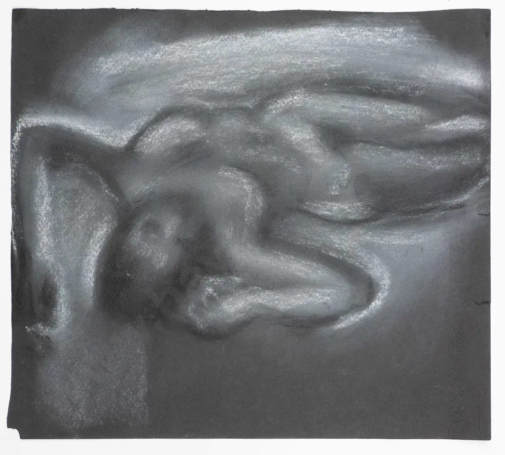 Lindsay Crooks '98 - framed charcoal - nude H-180 W-170 Image 1++