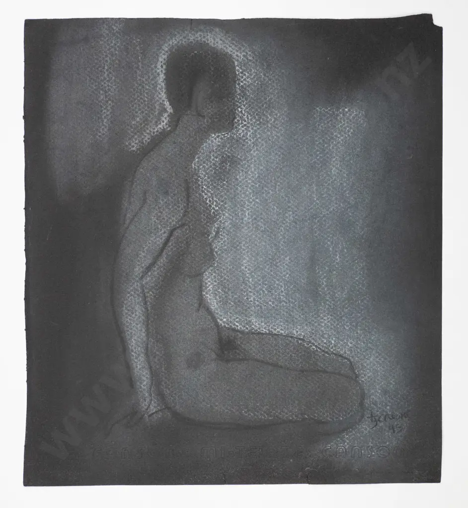 Lindsay Crooks '98 - framed charcoal - nude H-180 W-170 Image 1++