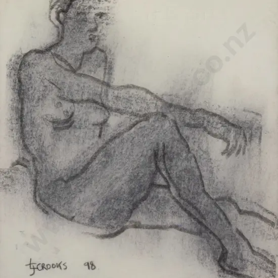 Lindsay Crooks '98 - framed charcoal - nude H-180 W-170