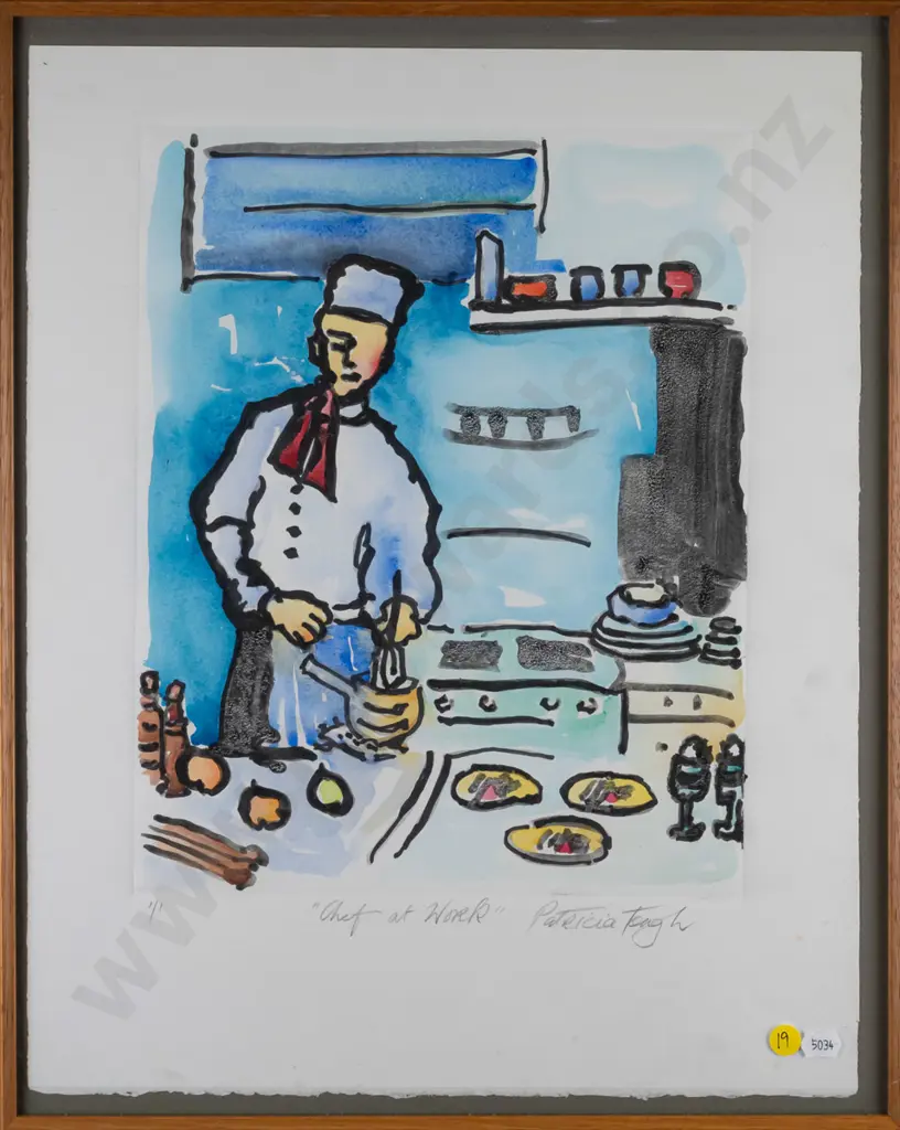 Patricia Tough - framed ltd edition print 1/1 "Chef at Work" H-340 W-270 Image 1++