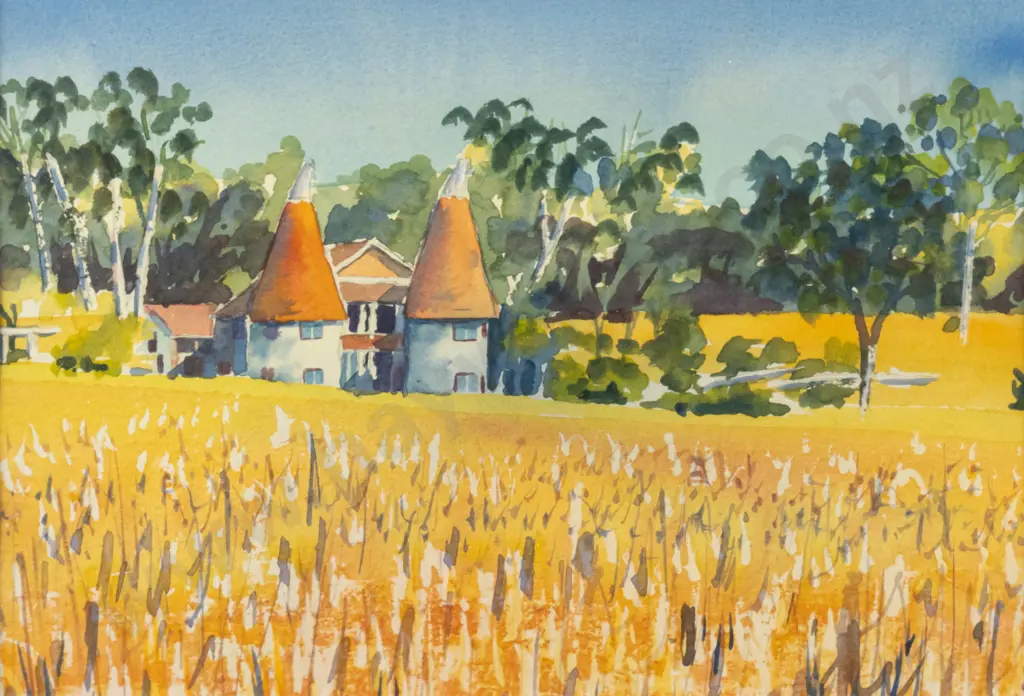 Ron Esplin - framed watercolour "Oast House" H-190 W-280 Image 1++