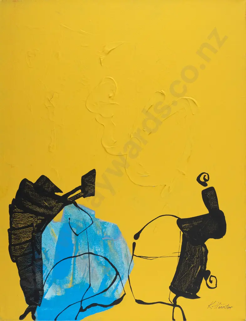Kay Hunter - boxed acrylic on canvas - abstract H-460 W-350 Image 1++