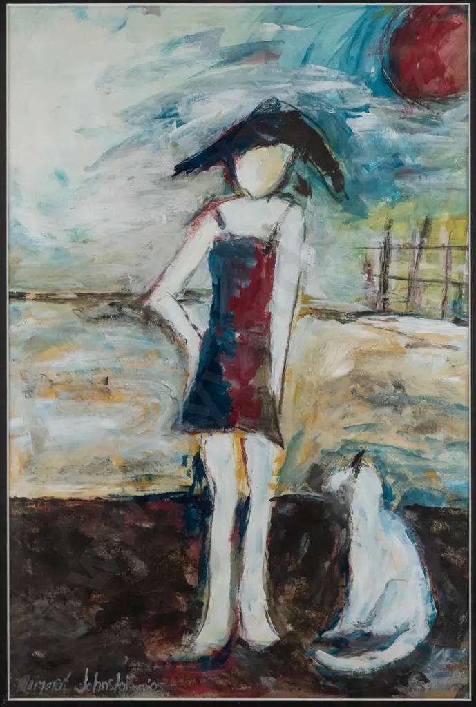Margaret Johnston '05 - framed acrylic "The Red Moon" H-520 W-350 (slight scratching on frame) Image 1++