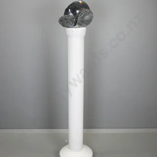 carved and polished stone abstract figure mounted on painted concrete column H-1540 D-360 at base