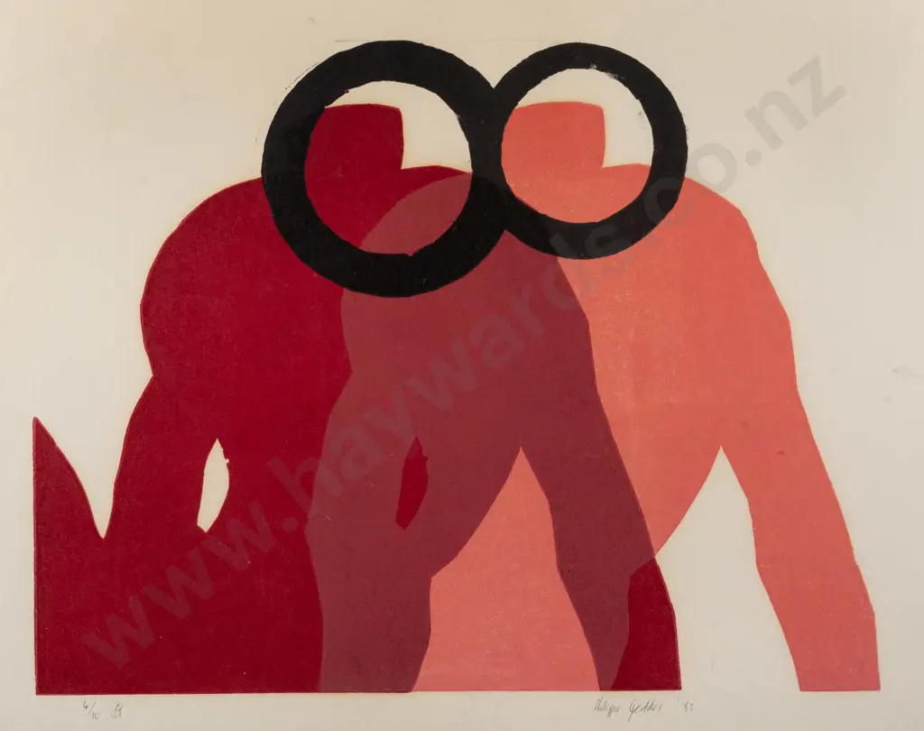 Philippa Geddes '83 - framed screenprint 4/10 H-340 W-430 (slight age discolouration to paper) Image 1++