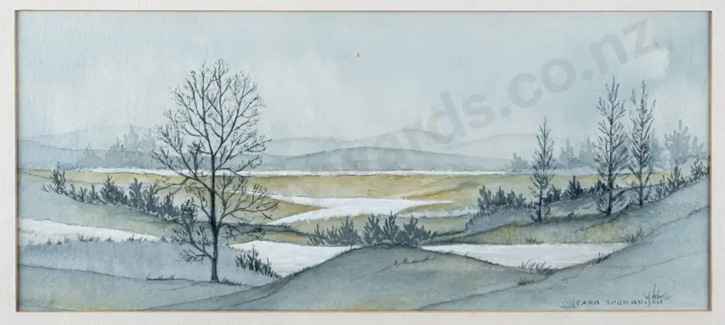 Cara Spekreijse - framed watercolour - landscape H-120 W-270 Image 1++