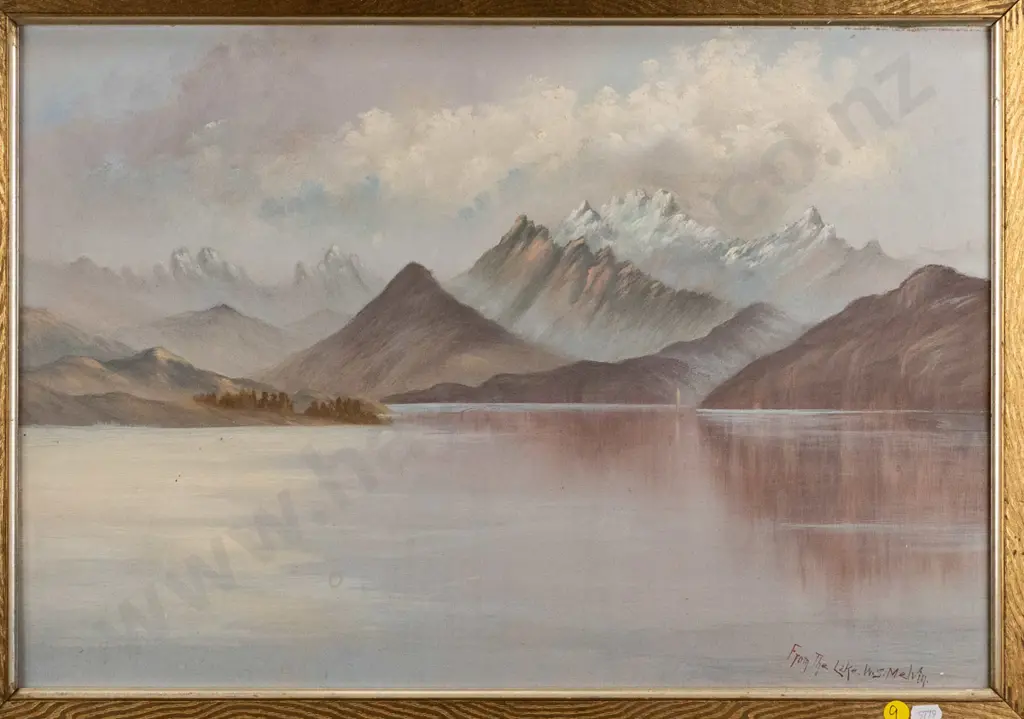 WS Melvin - gilt framed oil - "From the lake" H-370 W-540 Image 1++