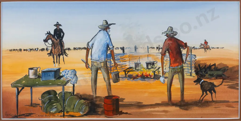 Arthur Hamblin - framed watercolour  "cook & helper" H-200 W-390 Image 1++