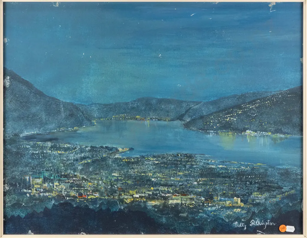 Betty Pilkington - framed watercolour "Dunedin in the Evening" H-440 W-570 Image 1++
