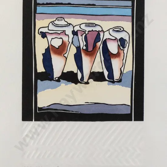 Robin White '85 - framed screenprint A/P "Three broken shells" H-210 W-140