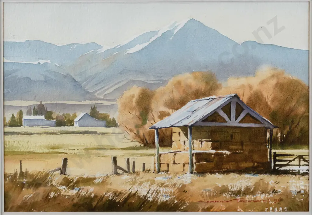 Garrick Tremain '96 - framed watercolour "Winter Feed" H-180 W-260 Image 1++