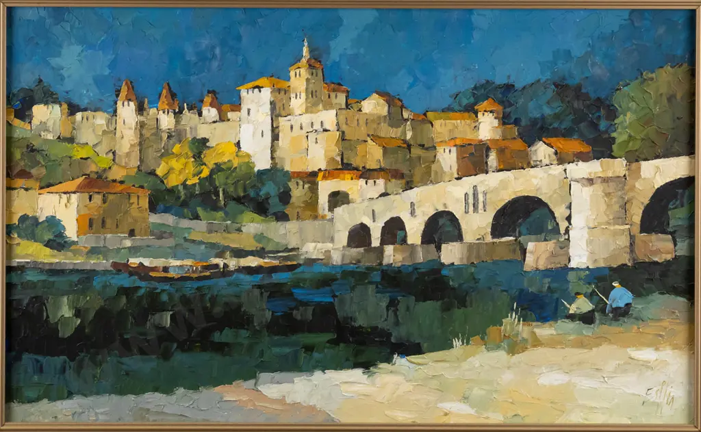 Tom Esplin - framed oil "Bridge Over The Rhone" H-250 W-410 Image 1++