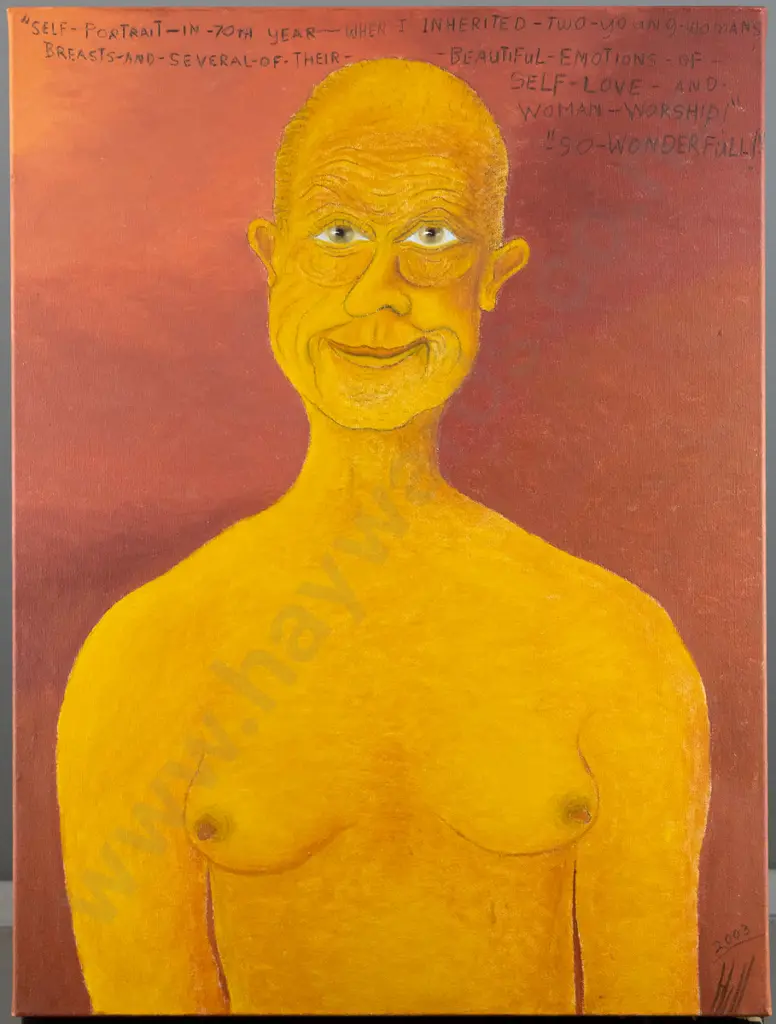 Ivan Hill 2003 - boxed oil on canvas "Self Portrait in 70th Year" H-610 W-450 Image 1++