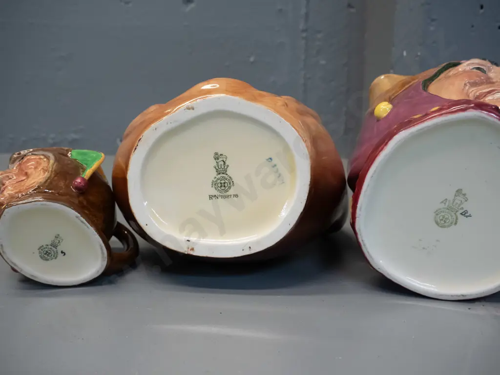 3 Royal Doulton character jugs - 2 jesters and John Barleycorn H-180 W-180 Image 1++