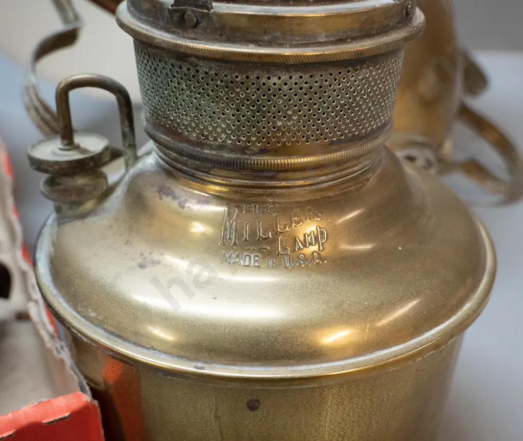 restorer's vintage rise and fall brass Miller USA kerosene lamp with milk glass shade, electrical conversion fitting, Image 1++