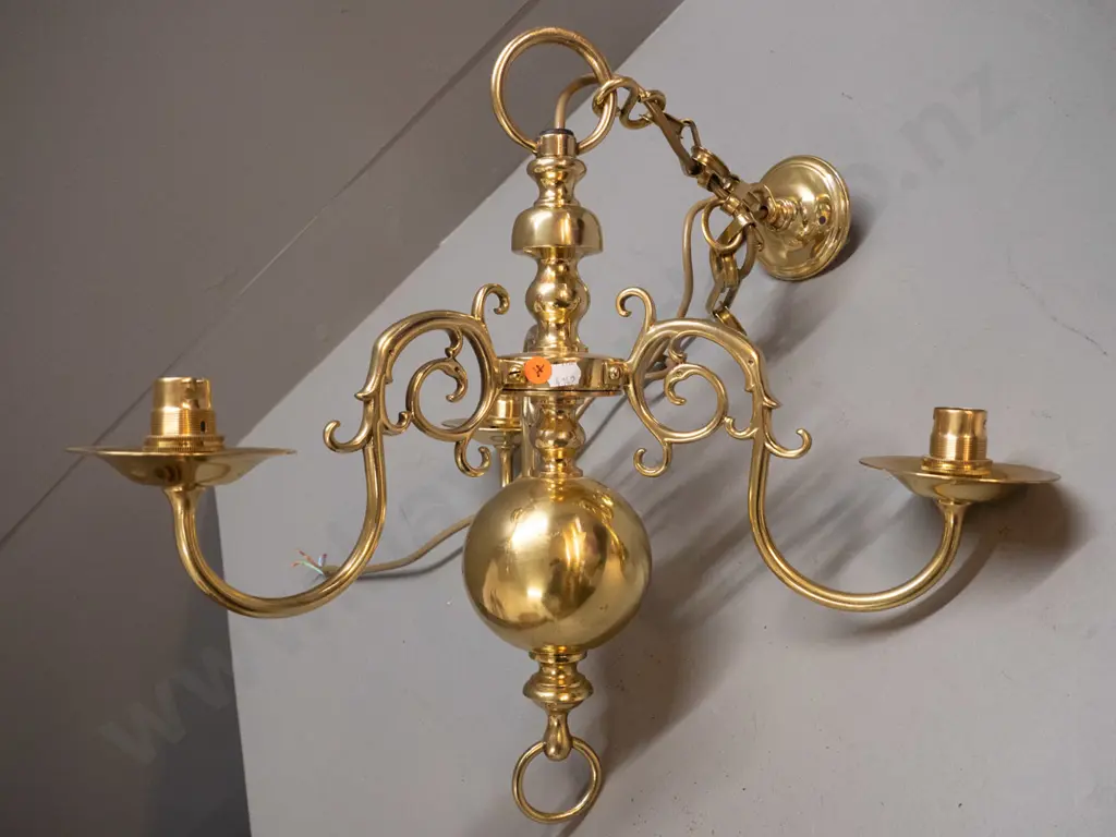 brass 3-light ceiling light fitting (has been rewired according to note) H-430 D-430 Image 1++