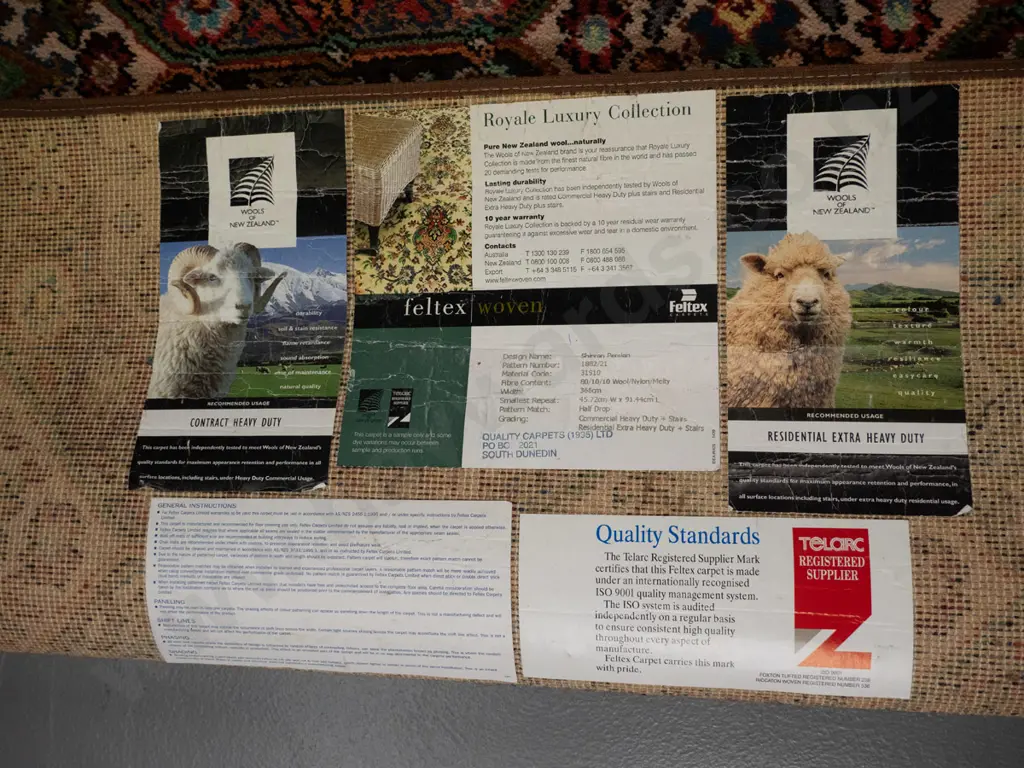 small piece of Feltex NZ wool carpet with bound edges L-1160 W-695 Image 1++