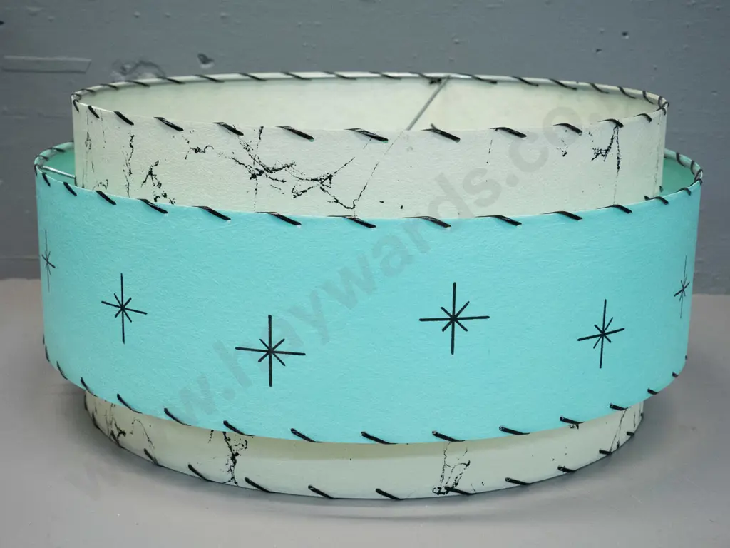 retro 2-tone stitched parchment lamp shade H-220 D-460 Image 1++