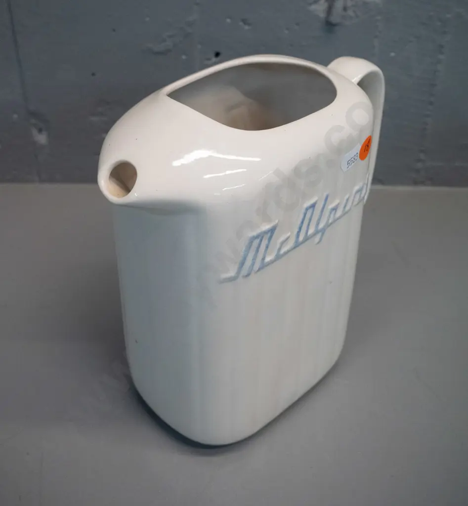 McAlpine refrigerator jug - white with blue lettering H-220 W-220 Image 1++