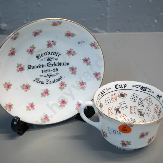 Dunedin Exhibition 1925-26 souvenir "Cup of Knowledge" cup & saucer made by Aynsley