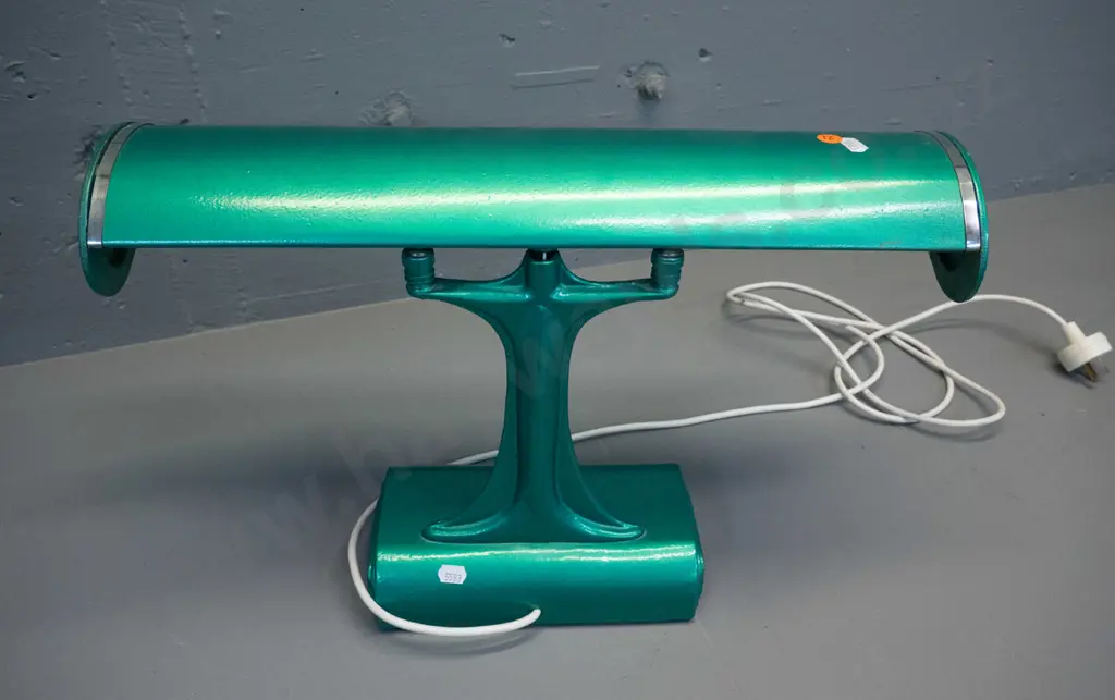 vintage large Electroway NZ Ltd. desk lamp with bright green finish, chrome trim. Working, a few small chips & scratches Image 1++
