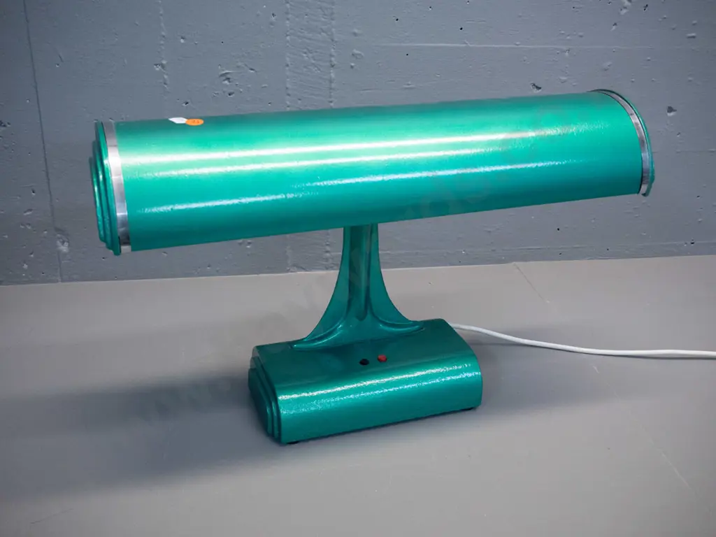 vintage large Electroway NZ Ltd. desk lamp with bright green finish, chrome trim. Working, a few small chips & scratches Image 1++