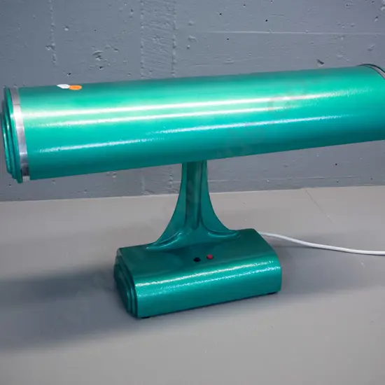vintage large Electroway NZ Ltd. desk lamp with bright green finish, chrome trim. Working, a few small chips & scratches