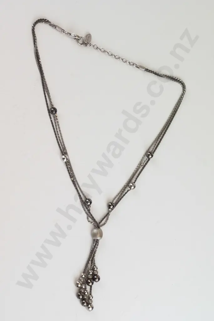 silver 3 strand necklace stamped 925 Image 1++